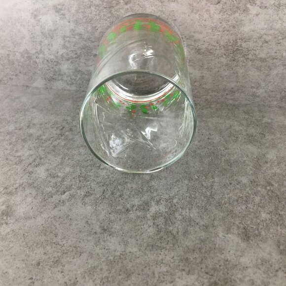 Arbys Christmas Holiday Holly Berry Tumbler Glass 5" 1983 Festive Design - Picture 7 of 7
